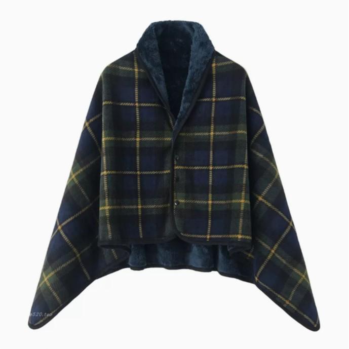 Dual-Purpose Warm Shawl Blanket - Double-Layer, Thick, Perfect for Office Naps or Lounging