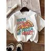 European sizes Children KidsT-Shirt Youve Stolen A Pizza My Heart Graphic Print for Valentine's Day Best Gift for Kids Girls BreathableTee