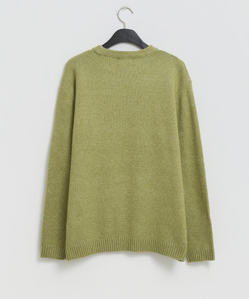 Seuteulaikeu Fine Blend Classic Crew Neck Knit (Lime Green)