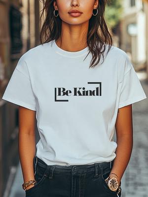 Sei Freundlich Grafik Unisex Damen Herren T-Shirt Lässiges T-Shirt Trendiges T-Shirt Unisex T-Shirt