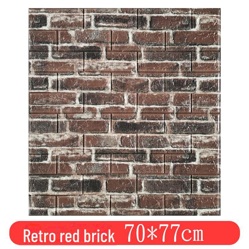 3D Retro Brick Pattern Self-Adhesive Foam Wall Stickers - Waterproof, Moisture-Proof, and Insulating for Hotels and Restaurants