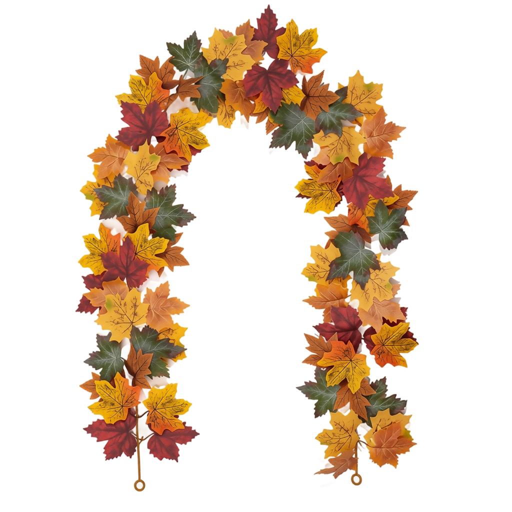 Artificial Autumn Leaf Garland with Realistic Vines and Pumpkin Decorations for Seasonal Home and Event Decoration Indoor and Outdoor Use