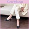 Small Fragrance Black Pu Pointed Toe High Heel Slide Sandals For Spring Fashion