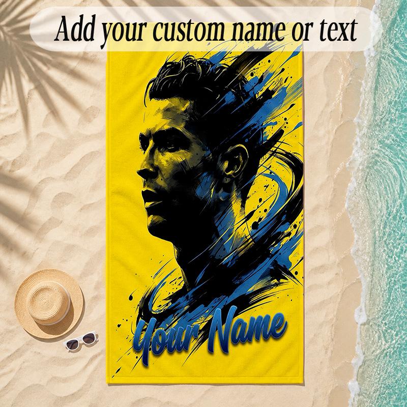Beach TowelCristiano Ronaldo Custom Name Text Personalized Soft Towel for Beach Pool Indoor Home Decor Gift