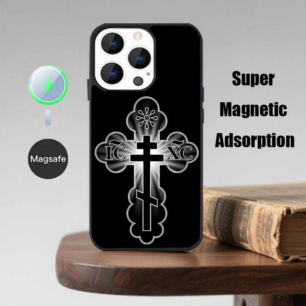 Orthodox Christian Cross Icon Phone Case  For iPhone 16,15,14,13,12,11,Pro,Max,Plus,Mini,Magsafe,Magnetic Wireless Charging Case
