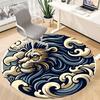 1pc Wave Lion Office Round Area Rug,  Mat Suitable For Office, Under Office Chairs Bedroom Living Room Home Decor, Room Deco