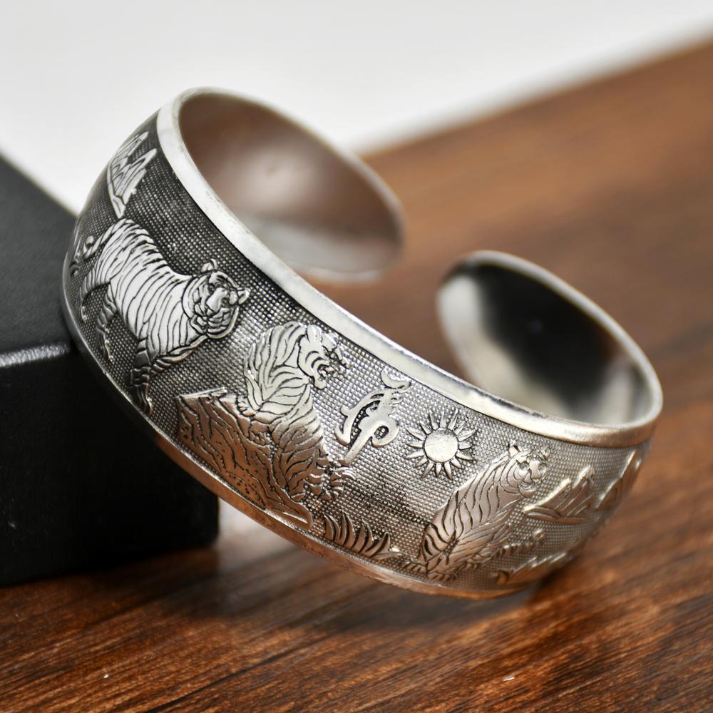Vintage Cuff Bracelet Tibetan copper Plated Carved Flower Geometric Animal Opening Bangle Adjustable Indian Zircon Women Gifts