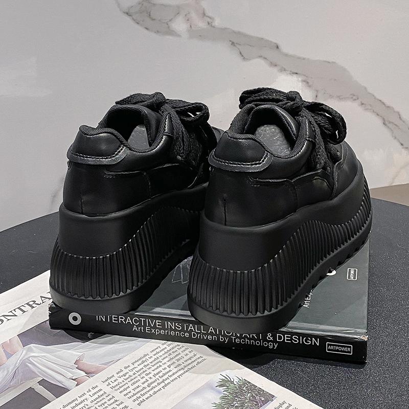 Fashion 8.5CM High Platform Shoes Women New 2025 Chunky Sneakers Designer Thick Sole Leather Sports Shoes Breathable Sneakers Woman