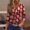 Women's Casual Fashion V-neck Loose Versatile Christmas Print Three-quarter Sleeve Top