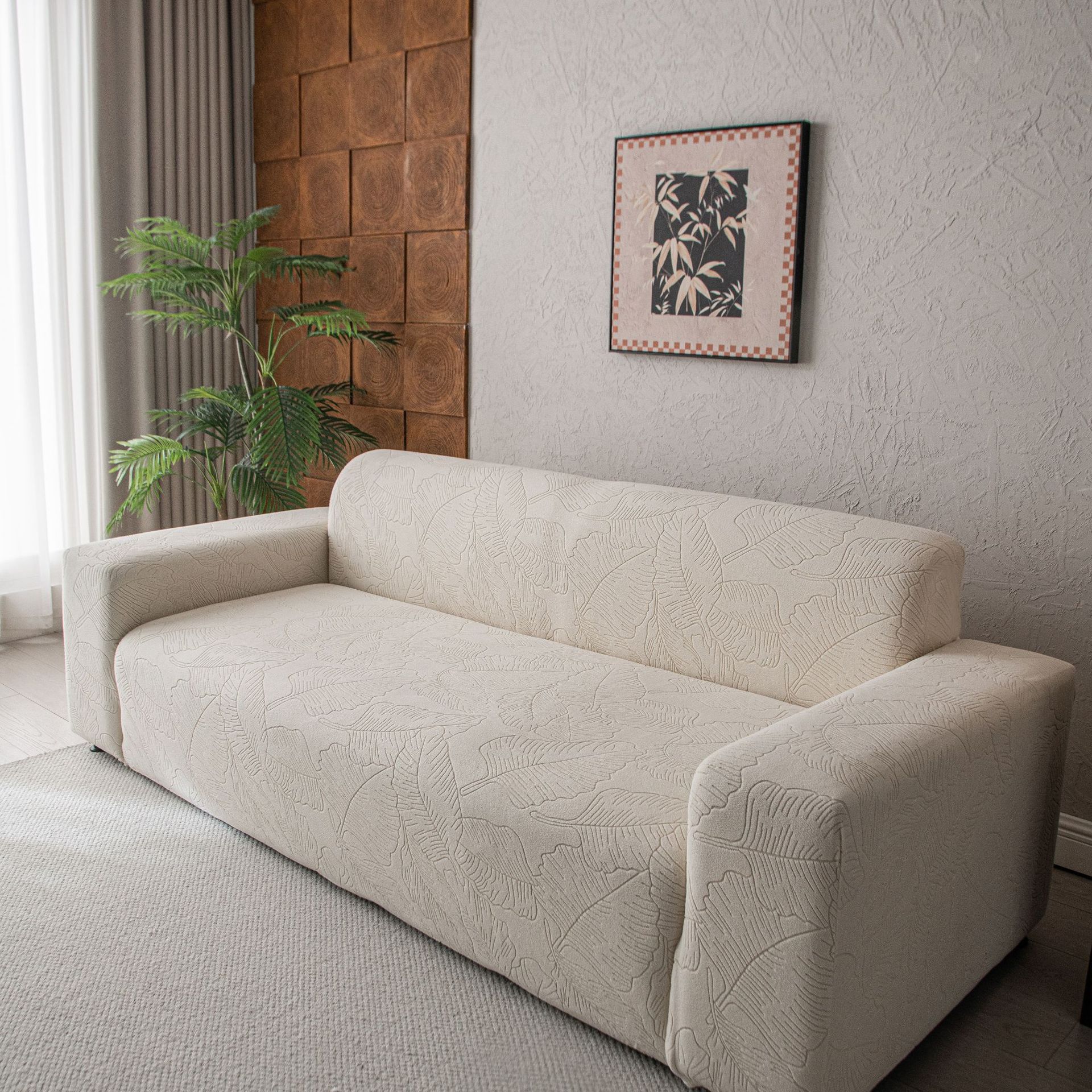 

1pc Leaves Pattern Sofa Cushion Cover Elastic Fit Soft Jacquard Sofa Slipcover for Living Room Couch with Armrests Covers 1pc Single set(90-140cm)
