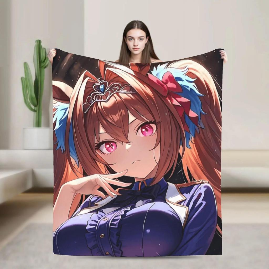 Eishin Flash Uma Musume Pretty Derby Waifu Festive Spotlight Beauty Warm Flannel Throw Blanket for Girls Plush Bedspread Cozy Bl