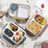 Plastic Portable Bento Lunch Box with Sauce and Tableware for Adults Compartment Microwavable Leakproof Food Storage Containers