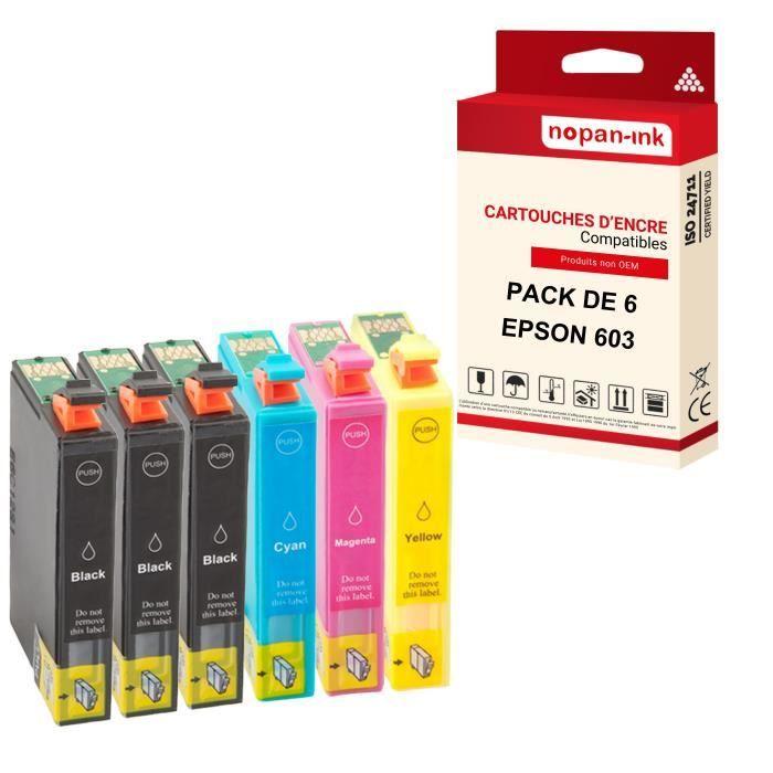 NOPAN-INK - X6 Cartridges EPSON 603BK XL (x3) + 603C XL + 603M XL+ 603Y XL Compatible Epson Expression Home XP-2100, XP-2105, XP-3