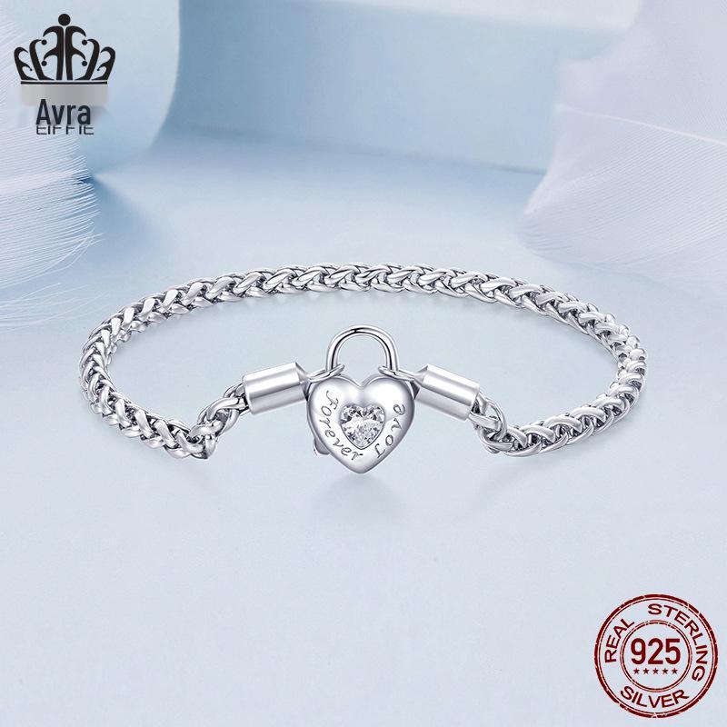 Avle Heart Lock Chain Bracelet - S925 Sterling Silver, Cross-Border Hot-Selling Item