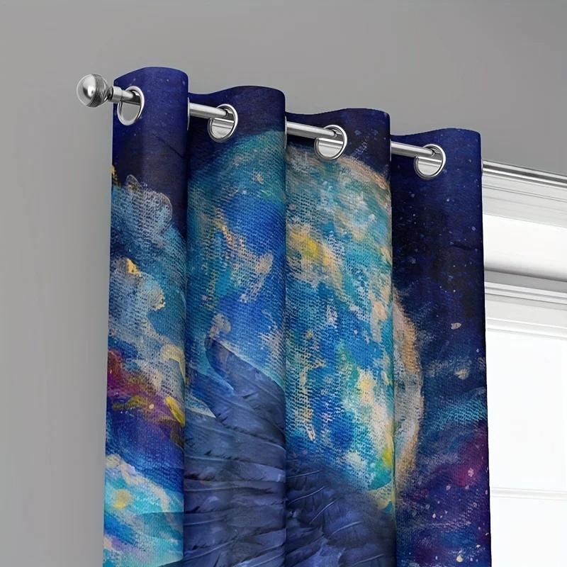 Animal Flying Horse Printed Curtains Fashion Printed Curtain for Bedroom Kitchen Living Room Home Decor New Pattern 2 Panels