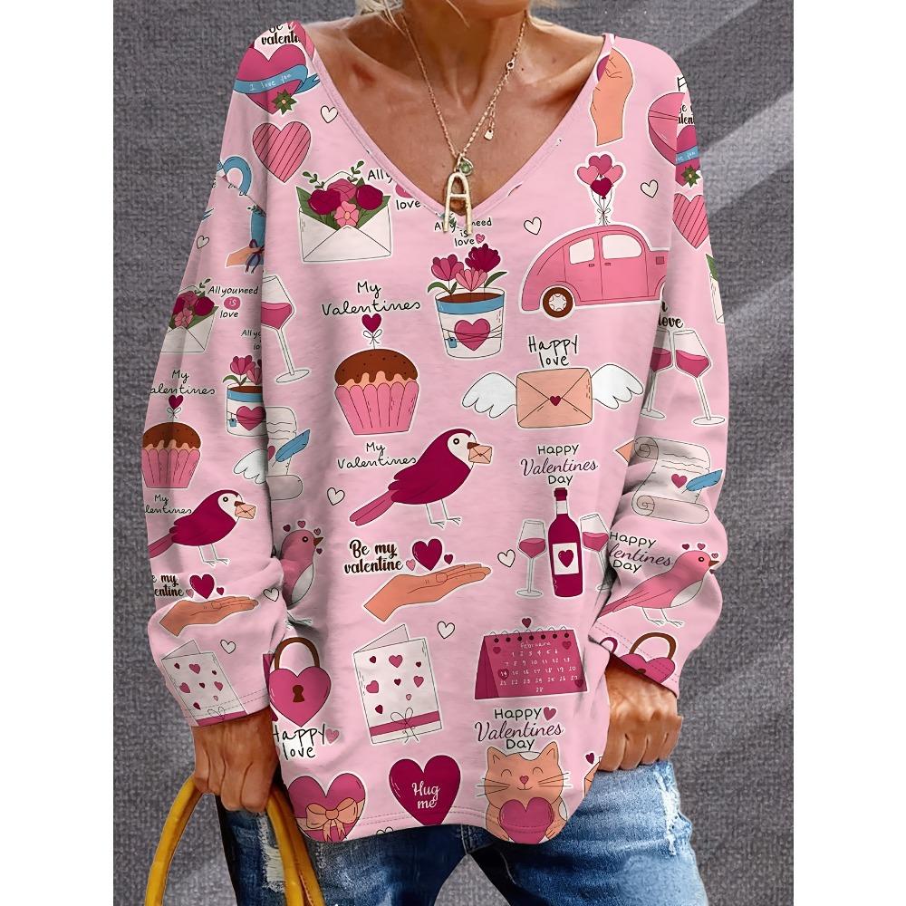 Printed Long-Sleeved T-Shirt for Women 1XL