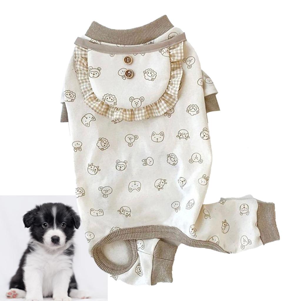 Dog Clothes Cute Pattern Four Legged Warm Comfortable Pet Apparel with Scarf for Party Home White M