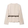 Women's Fashion Belt Suede Solid Color Suit Long-Sleeved Jacket