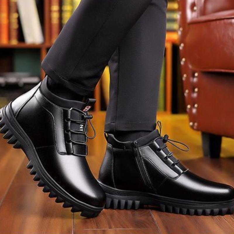 Autumn and Winter Fashion New Style with Plush Warm High Top Men s Boots Outdoor Comfortable and Versatile Casual Men s Boots 43 чёрный