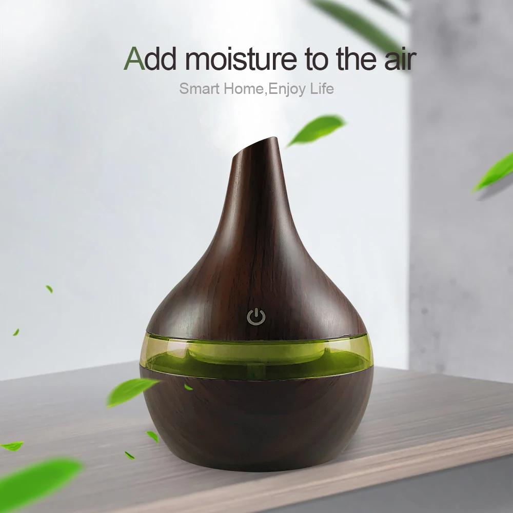 Diffuser For Home 300ml USB Humidifier  Essential Oil Diffuser Wood Grain Design  Cool Mist for Home Office Desktop  Includes 2