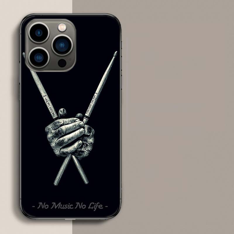 Musical Instrument Drum rock Phone Case For Apple Iphone 16E 16 17 Pro Max Air 15 Pro 14 Plus 12 13 Mini Cover Cute Fund