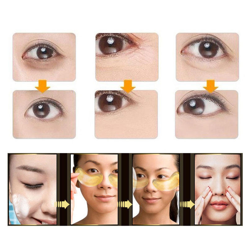 10 Pieces Women Collagen Eye Mask 24k Gold Crystal Eye Pads for Anti Aging Moisturizing Whitening
