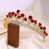 Pearl Crystal Flower Tiara Rose Flower Wedding Headband Elegant Women Hair Hoop  Headband