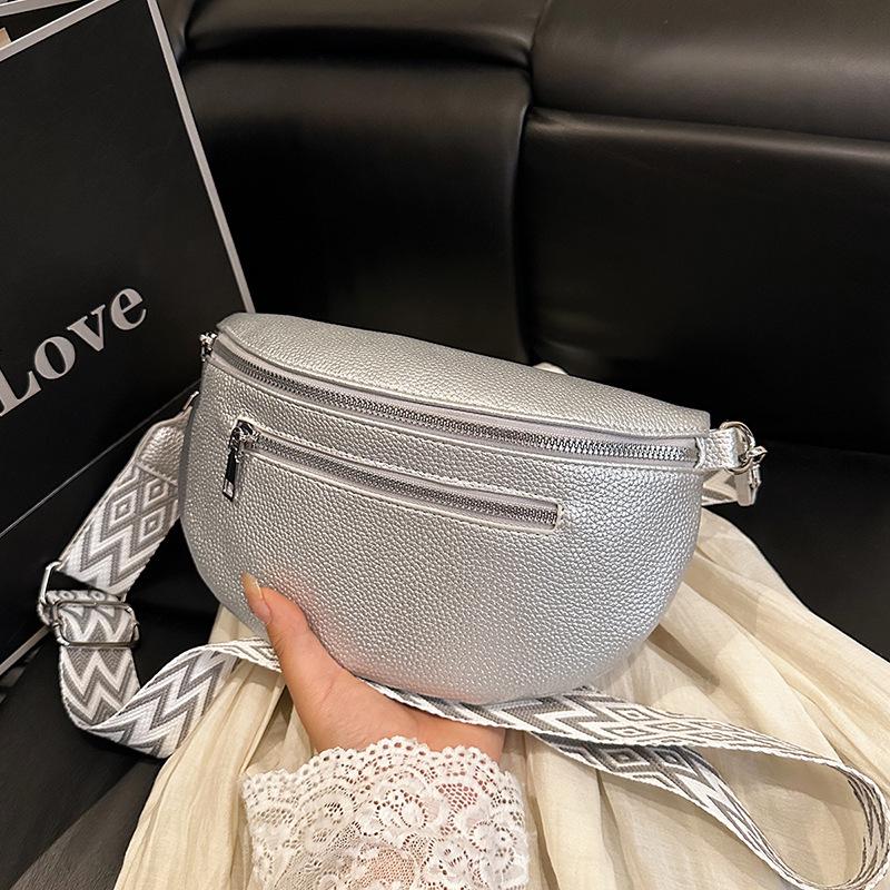 Women's Solid Color Crossbody Chest Bag with Wide Strap – Versatile, Casual Style for Phone and Daily Essentials