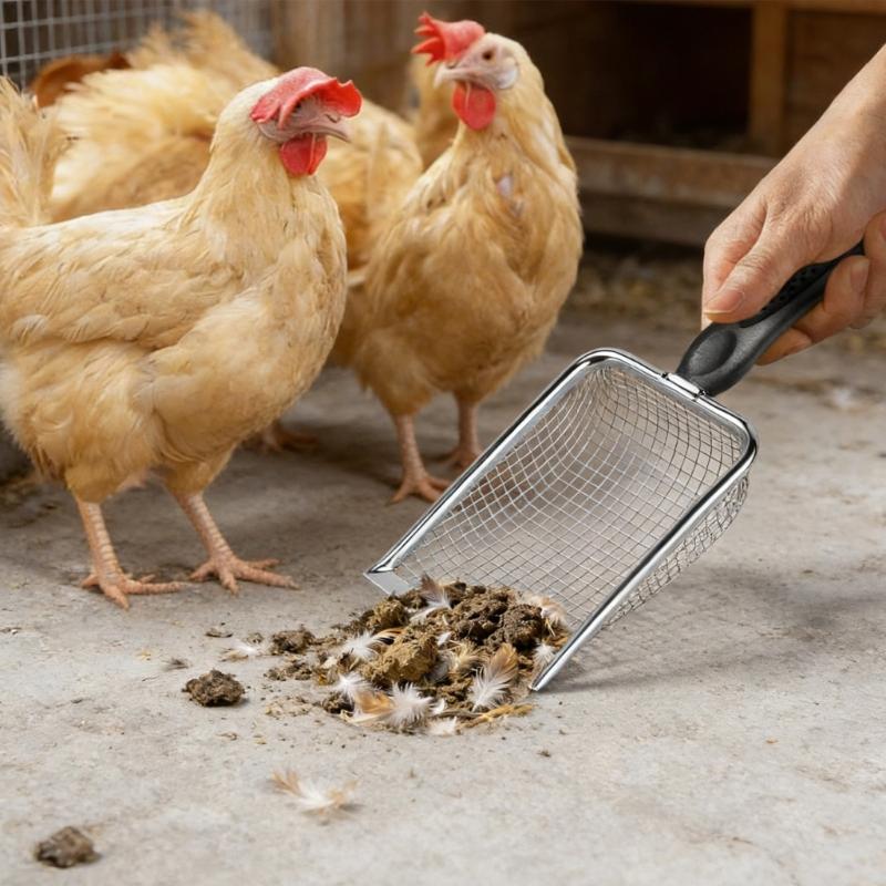 Heavy Duty Stainless Steel Chicken Manures Shovel for Easy Cleaning of Poultry Coops with Ergonomic Handle