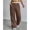 Women's Trousers Japanese and Korean Casual High Waist Color Matching Simple Drape Striped Straight Trousers Wide Legs