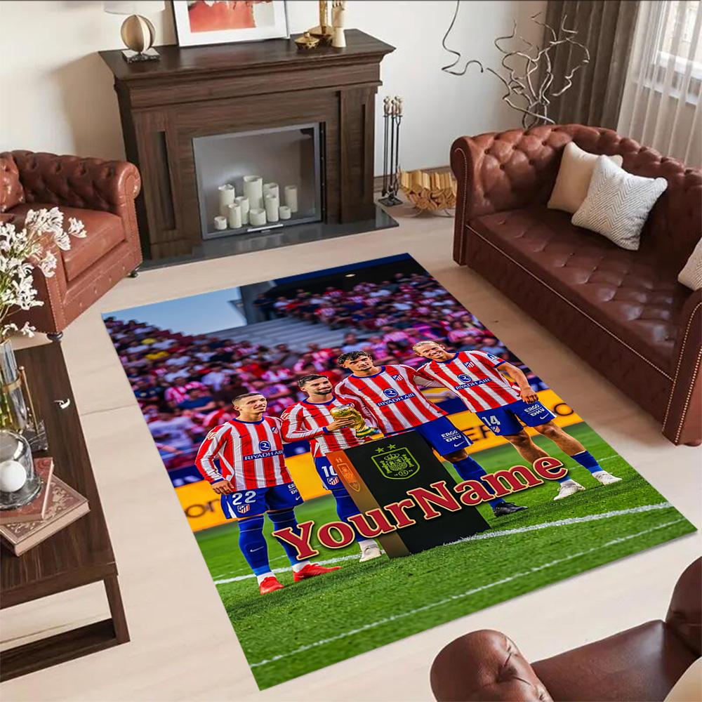 Atletico Madrid Customizable Name Carpet Perfect for Decorate room Living Rooms Outdoor Bedrooms Anti-slip Rug Decorate Offices Gift for Festivals