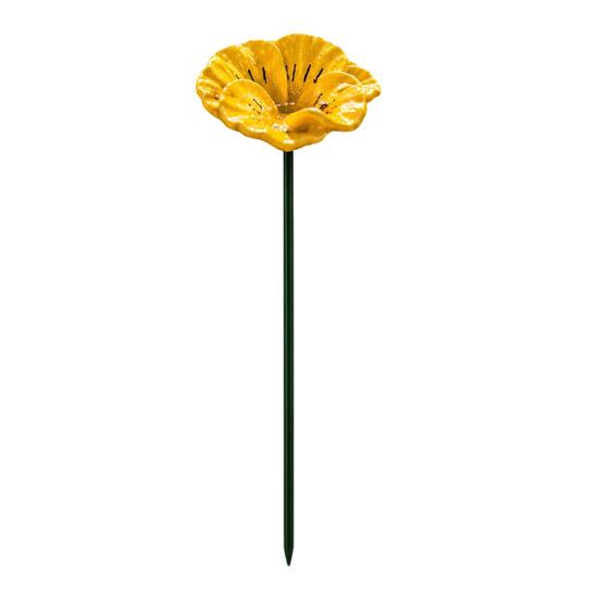 Nostalgie Bee Water Feeder, Handmade Ceramic Flower Garden Stake, Mini Pollinator Watering Station, Small Bird Bath Butterfly Feeder for Outdoor Yard