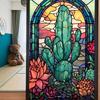 Colorful Retro Floral & Bird Static Cling Window Film - No Glue, Removable