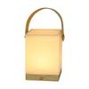 NETTLIFE Lampe de bureau à LED - Design en forme de seau à main, en bois et tissu, de forme carrée