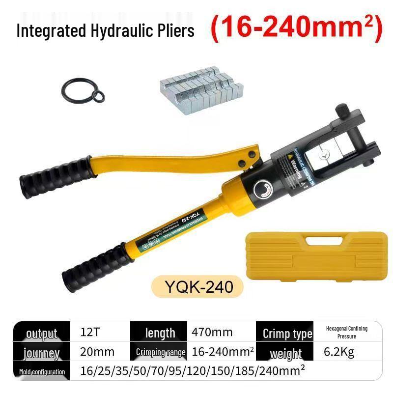 Manual Hydraulic Crimping Pliers for Copper/Aluminum Lugs, Cable Terminals, Model YQK70120240300, Portable Tool
