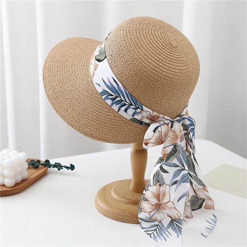 1Pc Women Sun Floppy Roll Up Wide Brim Beach Hat Foldable Summer Straw Hats
