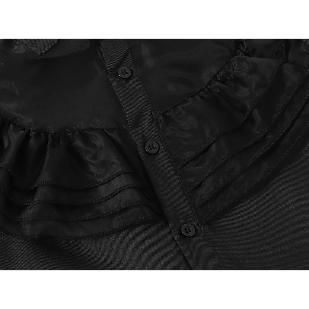 Girls Wednesday Addams Costume Dress, Gothic Party Cosplay, Halloween Role Play, Black Polyester Dress, 140cm