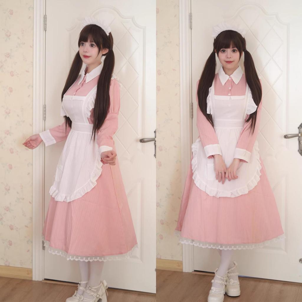 AOTYP Halloween Cosplay Maid Plus Size Apron Dress British for Maid Coffee and School Lolita Size XL Outfit, Costume, Style, Cafes, Shops, Festivals,