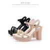Shining Rhinestone Thick Heel High-heeled Sandals for Women's Summer New Comfortable and Simple Buckle Fashion Sandals
