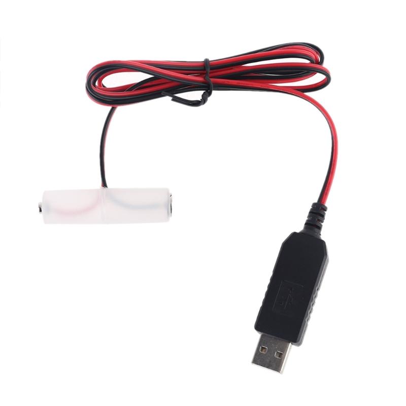 AA Battery Eliminator Cable with Type-C Converter USB or Type-C Input 5V2A  AA Dummy-Battery Output 1.5V/3V/4.5V/6V