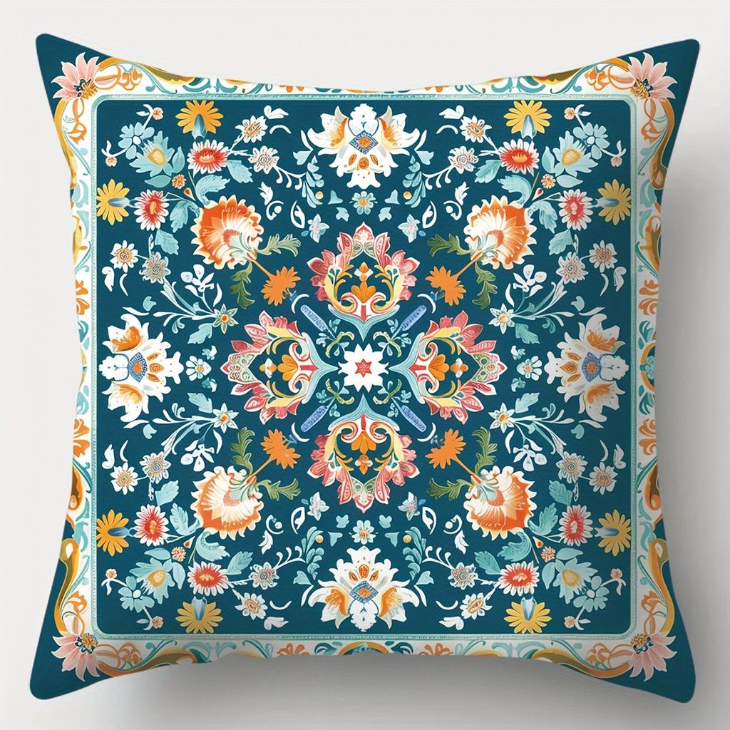 Colorful Floral Patterned Throw Pillow Cushions Decor Polyester pillowcase, sofa decorative cushion cov Headboard Pillow