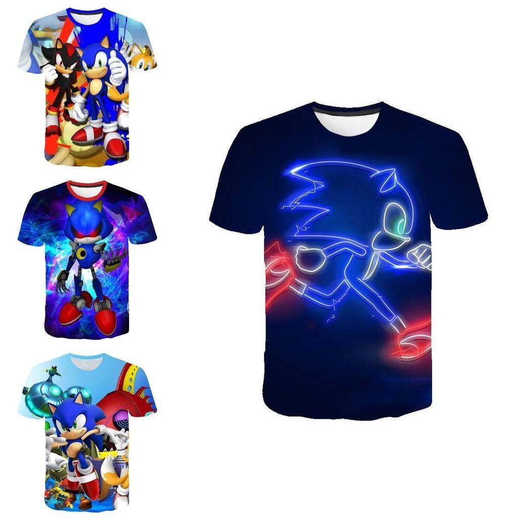 Stylisches Sonic The Hedgehog Kinder T-Shirt Mit Buntem Cartoon-Design Für Jungen Und Mädchen