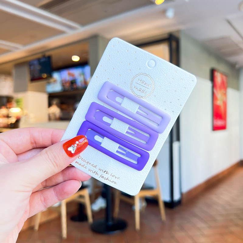 3pcs Frosted Simplicity Hairpins for Girls Star Oval Triangle Square Hair Clips for Kids Snap Hair Clips Hairpins Click Clack