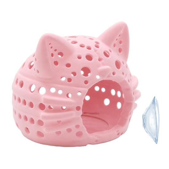 Betta Fish Accessories Aquarium Shrimp Cave, Cat Head Hideout with Suction Tank Cave for Small Cup, Decorative Tanks Decoration Shelter