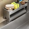 Draining Rack Kitchen Sink Organizer Anti-Rust Carbon Steel Structure Self-Draining Design Towel Rack Sponges Soap Detergent Bottle Holder
