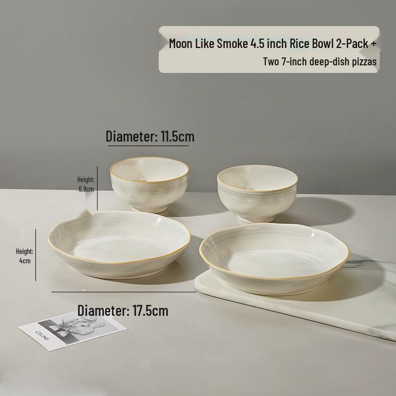 MY Premium Ceramic Dining Set 4.5-inch bowl x2 + 7-inch plate x2