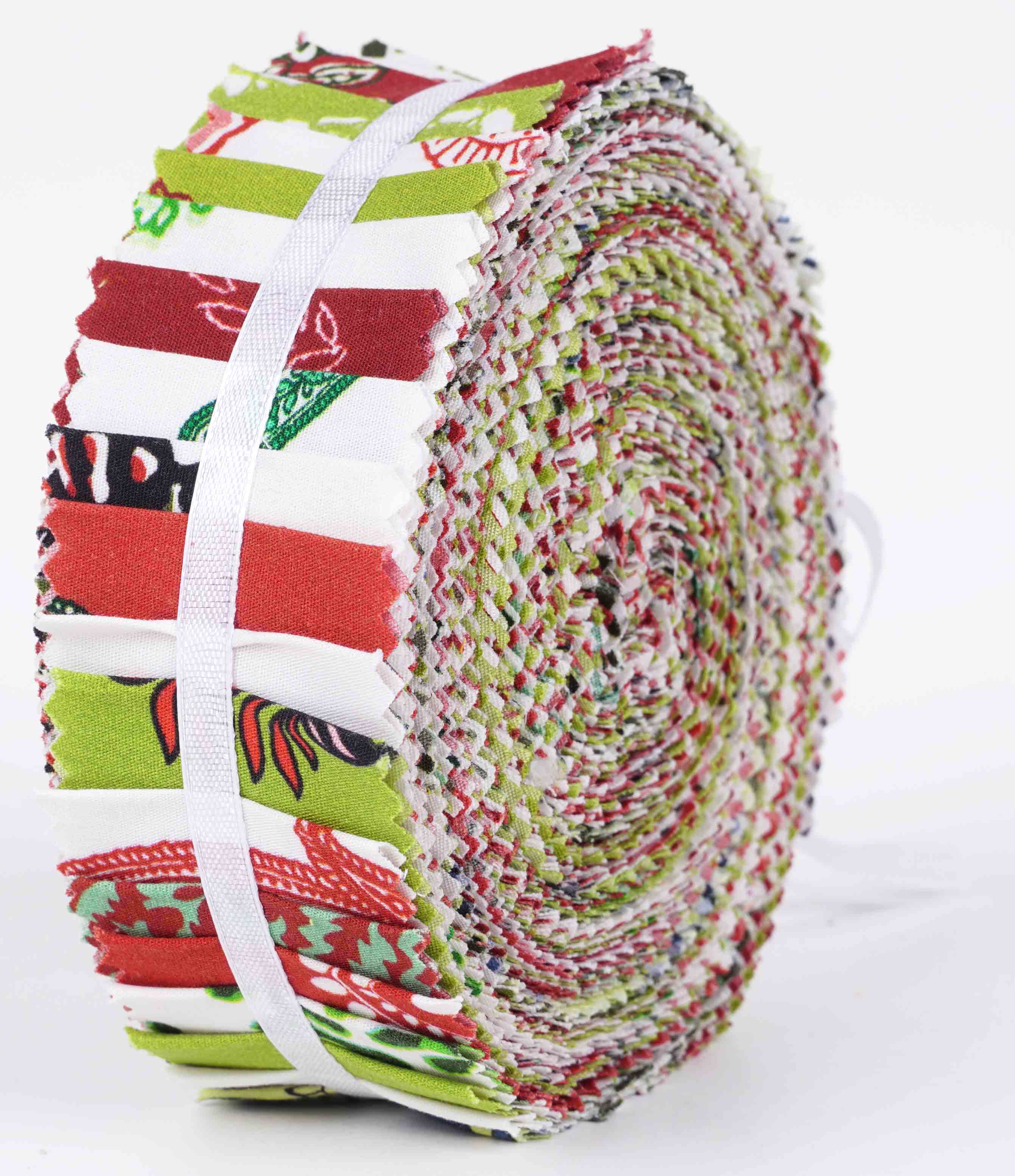 

Soimoi, 40 шт., бавовняна нарізана тканина з блоковим принтом для стьобання, ремісничі смужки 2,5x42 дюйма, желейний рулон - 1.5x42inches зелений