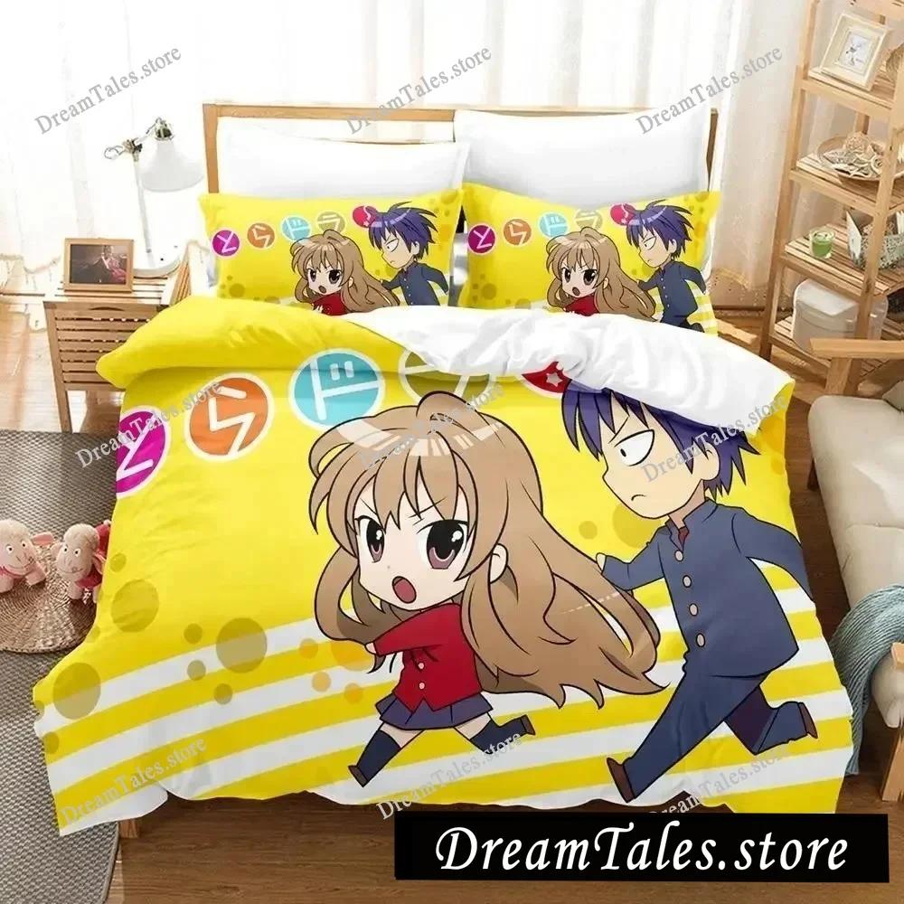 Toradora New Bedding Set Cartoon Anime Adult Kid Bedroom Duvet Cover Sets 3D Kawaii Girls Roupa De Cama Casal