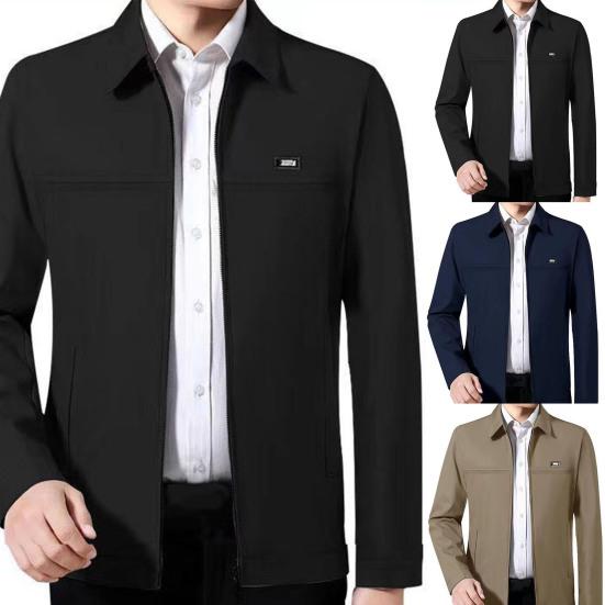 Jacket Casual Turn-down Collar Business Trendy Leisure Men Coat for Strolling