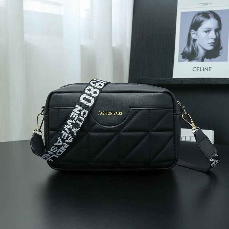 New Personalized Small Square Bag, Fashionable One-shoulder Mobile Phone Bag, Letter Wide Shoulder Strap, and a Messenger Women's Bag.